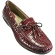 Sperry Women's Marina Tie Burgundy Croc Boat Shoes 10M