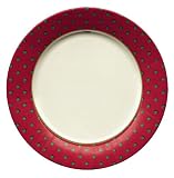 Caspari Set of 2 Dots Paper Dinner Plate Package, Red and Green