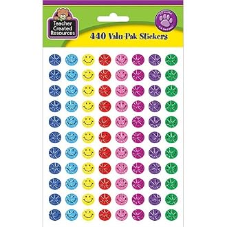 Teacher Created Resources Mini Happy Face Sparkle Stickers Valu-Pak, Multi Color (6631)
