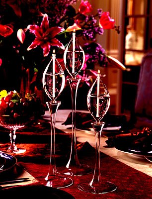 Firelight Glass Waterlily Stem Oil Lamps