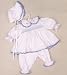 RETIRED RARE White w/Blue Trim and Smocking 20 Doll Outfit