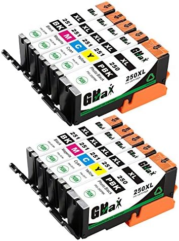 GBaX Re-manufactured Ink Cartridge Replacement for Canon PGI-250XL CLI-251XL 2-Set Compatible for Canon PIXMA MX722 MX922 IP7220 IP8720 IX6820 MG5420 MG5520 MG5620 MG6320 MG6420 MG6620 MG7120 MG7520
