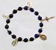 Bracelet with Blue Beads, Medallions, and Crucifix - MADE IN ITALY AND BRAZIL