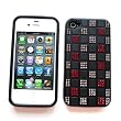 Apple iPhone 4 & 4S Hybrid Diamond Checker Pattern Protector Case, Red & Silver on Black