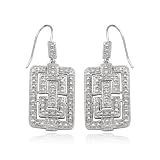 Sterling Silver Diamond-Accent Rectangular Drop Earrings
