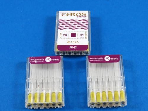 Dental Endodontic Files K 31 mm No 20 Ni-Ti Kit 3 / Pack EHROS