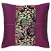 Decorative Handmade Plum & Pastel Peonies Thai Silk Cushion Cover / Pillow Sham