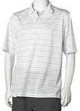 PGA Tour Men's Short Sleeve Poly Performance Golf Stripe Shirt, Bright White, Large