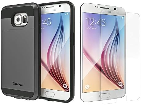 Comveo - The S6 Case Survival Kit -2 Piece Set: The S6 Survival Kit (Case + Screen Protector) - Credit Card Slot Samsung Galaxy S6 Case and Tempered Glass Screen Protector - Shockproof Protective Rugged ID Case Cover - Gray