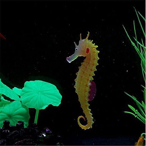 New Aquarium Fish Tank Landscaping Decoration Glow Simulation Hippocampus Ornament "Orange"Set 040