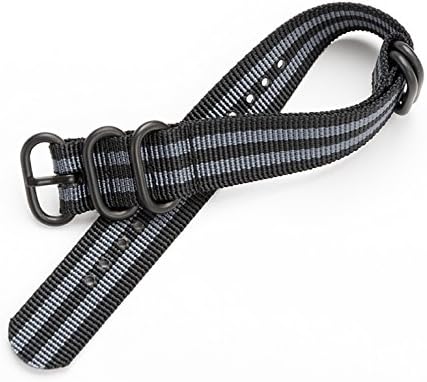 Touch The Sky Zulu Ballistic Nylon Belt Band Type Nato 22mm Black Military Watch Strap 5 Ring PVD - and Spring Bar Remover #Zu5pv 1022