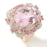 14K Rose Gold Kunzite, Pink Sapphire & Diamond Ring
