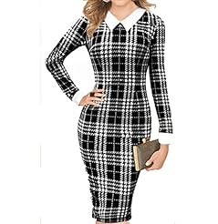 Long Sleeves Plaid Print  Dress