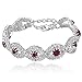 Long Way® Women's Silver Plated Rhinestone Bracelets (Red)