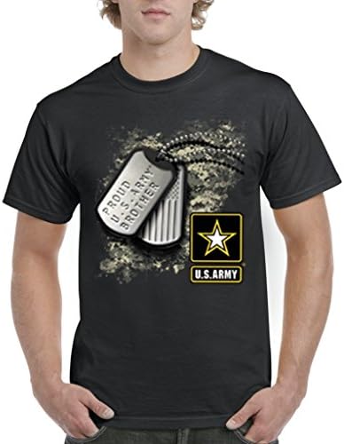 Acacia Proud U.S. Army Brother Tag Mens T-shirt Tee Medium Black