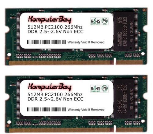 KOMPUTERBAY 1GB (512MB X 2) DDR SODIMM (200 Pin) 266Mhz DDR266 PC2100 LAPTOP MEMORY