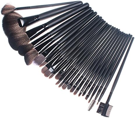 Sarasweet Beauty Studio Quality Natural Cosmetic Makeup Brush Brushes Set Kit with Leather Pouch, 24 Count (Black)