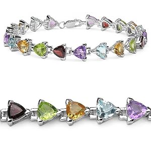 15.50 Carat Genuine Amethyst, Blue Topaz, Peridot, Citrine, Garnet Sterling... by
