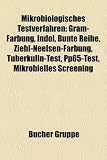Mikrobiologisches Testverfahren: Gram-Frbung, Indol, Bunte Reihe, Ziehl-Neelsen-Frbung, Tuberkulin-Test, Pp65-Test, Mikrobielles Screening