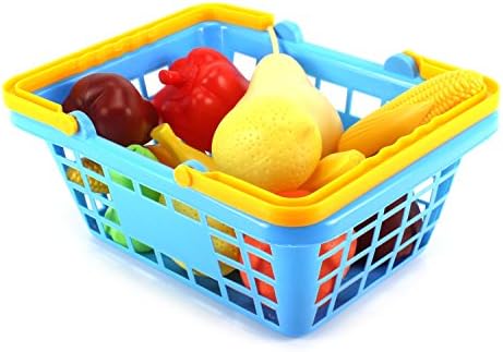 Spring Kitchen Fruit Basket Toy Food Play Set w/ Assorted Toy Fruit