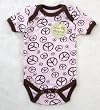 Babe Ease Wee BE Organic Boby Suit with Peace Signs, Pink, 3-6 Months