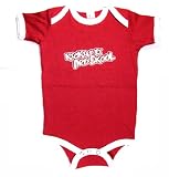 Kickin' it Pre Skool - Rocker Retro Ringer Tee Silly Baby Onesie, Red