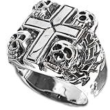 Sterling Silver Ring - Cross Skull - Size: 8-13