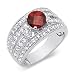 Jewelry : Inspired Elegance 1.25 carats total weight Round Shape Checker Board Garnet & White CZ Size 7 Gemstone Ring in Sterling Silver