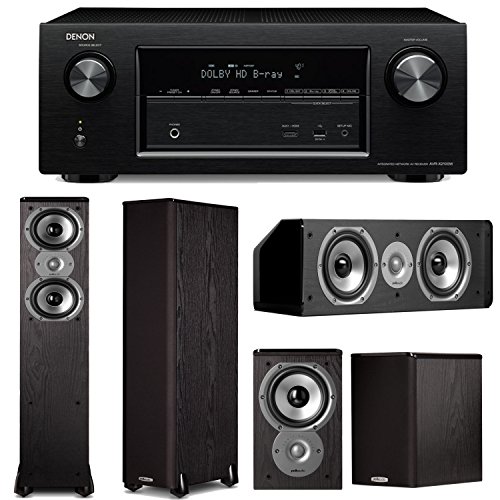 Denon AVR-X2100W 7.2 Channel Full 4K Ultra HD A/V Receiver Plus A Polk Audio TSI Series Home Theater Speaker Package (TSI300, TSI100 & CS10)