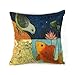 Leaveland Bird & Fish in the Two World Forever Throw Pillow Case Sham Decor Cushion Covers Square 1818 Inch Beige Cotton Blend Linen