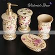 Delicate Gold Floral 5pc Resin Bathroom Set pack in box