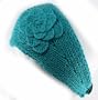 100% Handmade Thin Knit Flower Headband best for Ponytail Styling, Aqua