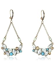 Betsey Johnson "Mint Multi" Crystal Gem Cluster Chandelier Drop Earrings