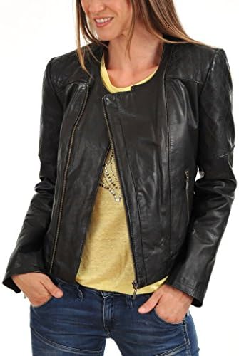 WNS Leather Women's Lambskin Leather Motorcycle Biker jacket - Large