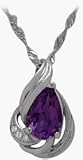 10 Karat White Gold Amethyst Gemstone & Diamond Pendant
