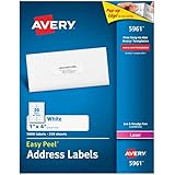 Avery Easy Peel White Mailing Labels for Laser Printers, 1 x 4 Inch, Box of 2000 (5161)