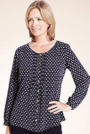 Classic Collection Pintuck Foulard Print Blouse
