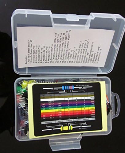 Breadboard Electronic Parts Pack Kit with a Plastic box for Arduino,Resistance,Ceramic capacitors For Arduino DIY Maker (A KIT)