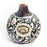 Handmade Black And White Ceramic Flower Vase With Chinese Floral Design