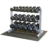 Body Solid GDR363-RFWS Dumbbell Rack with Rubber Dumbbells