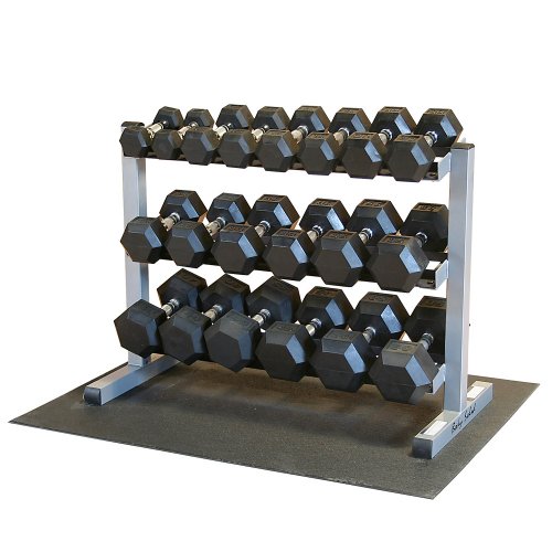 Body Solid GDR363-RFWS Dumbbell Rack with Rubber Dumbbells