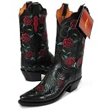 Lucchese 'N8207' Embroidered Calfskin Cowboy Boots Womens 8 - Black by Lucchese