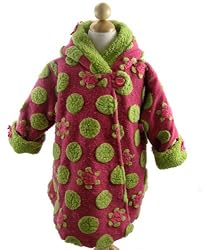 Corky And Company Girls Winter Coat Hot Pink and Kiwi Polka Daisy Wrap Swing