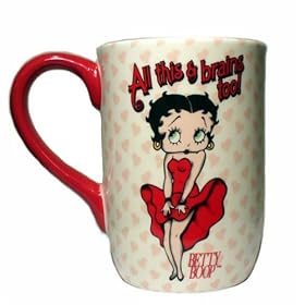 Betty Boop, All This and Brains Designer Ceramic Coffee Mug by Spoontiques Creative Ventures