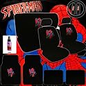 New 16 Pieces Spiderman Logo Low Back Front Car Seat Covers, Rear Bench Cover, Seat Belt Covers, Steering Wheel Cover, 4 Pieces Carpet Floor Mats and a 2 oz Purple Slice Car Wash Free Detailer/Multipurpose Cleaner