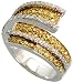 14k White Gold Ring 5/8 (16mm) wide, w/ 0.38 Carat Round Brilliant Diamonds & 1.09 Carats Yellow Sapphire Stones