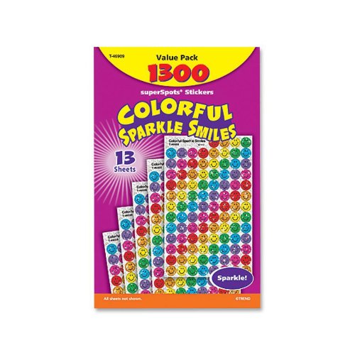 Trend EnterprisesT46909 Stickers, Colorful Sparkle Smiles, 1300 Stickers, Multi