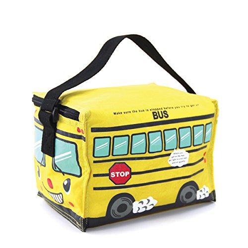 Cute Yellow School Bus Insulated Lunch Bag