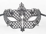 Black Glitter Metallo Sonza Strass Venetian Masquerade Mask
