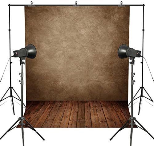 Generic 5x7ft Wood Floor Solid Brown Concrete Wall Vinyl Photography Backgrounds Studio Props